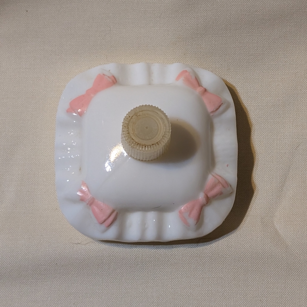 White and Pink Ceramic Vintage Avon Perfume Bottle